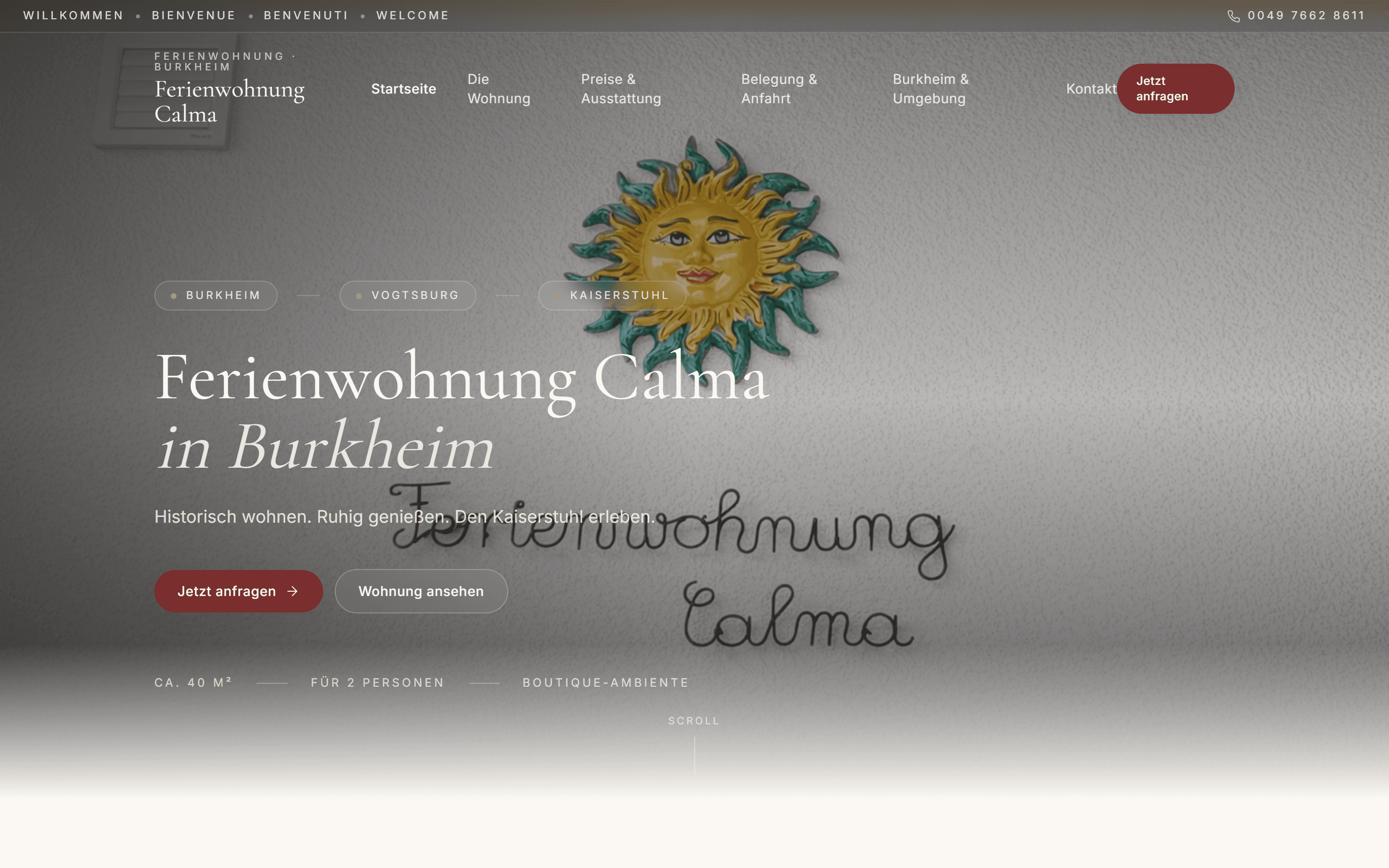 Boutique-Website für Ferienwohnung