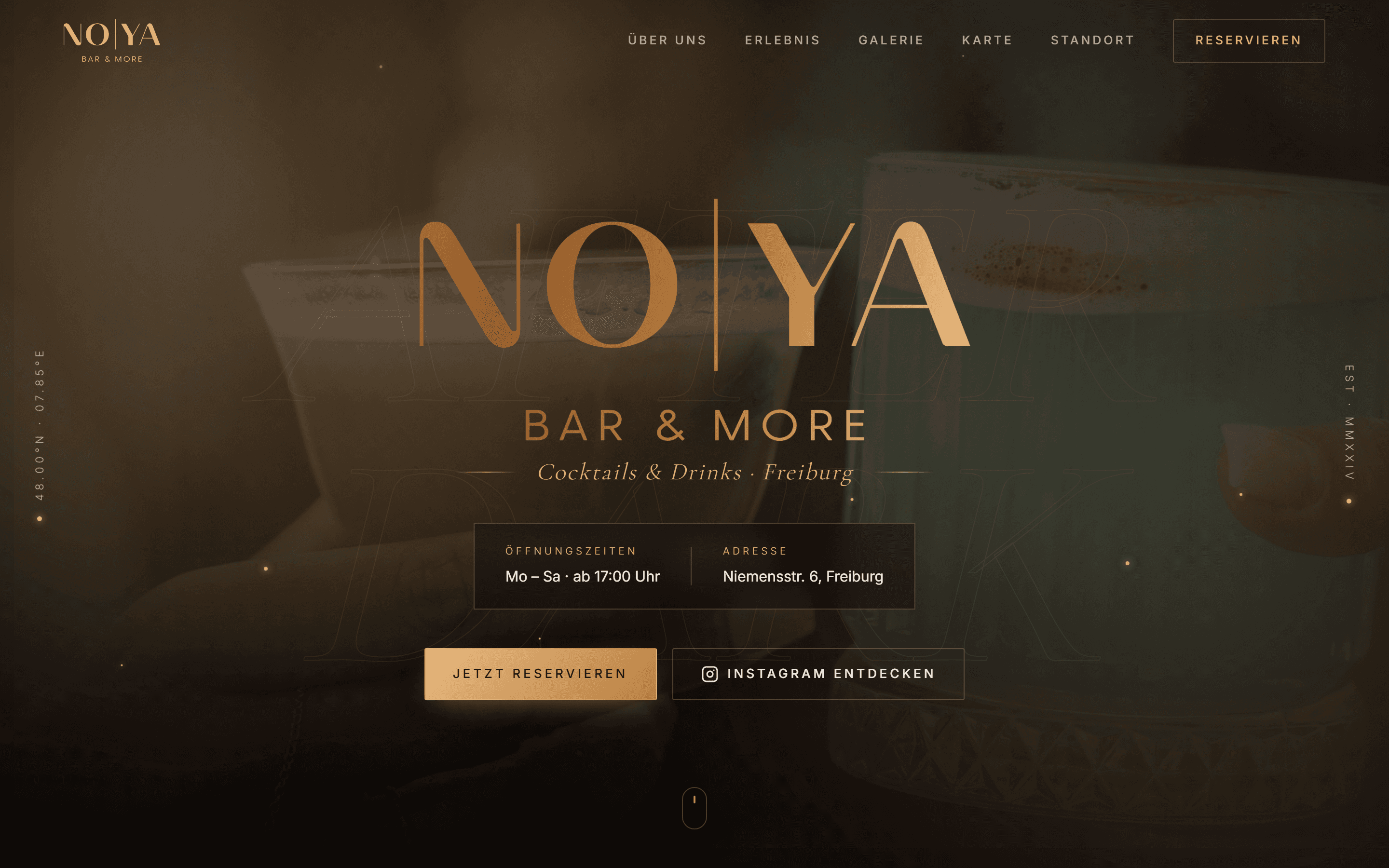 Cocktailbar-Website mit Reservierung